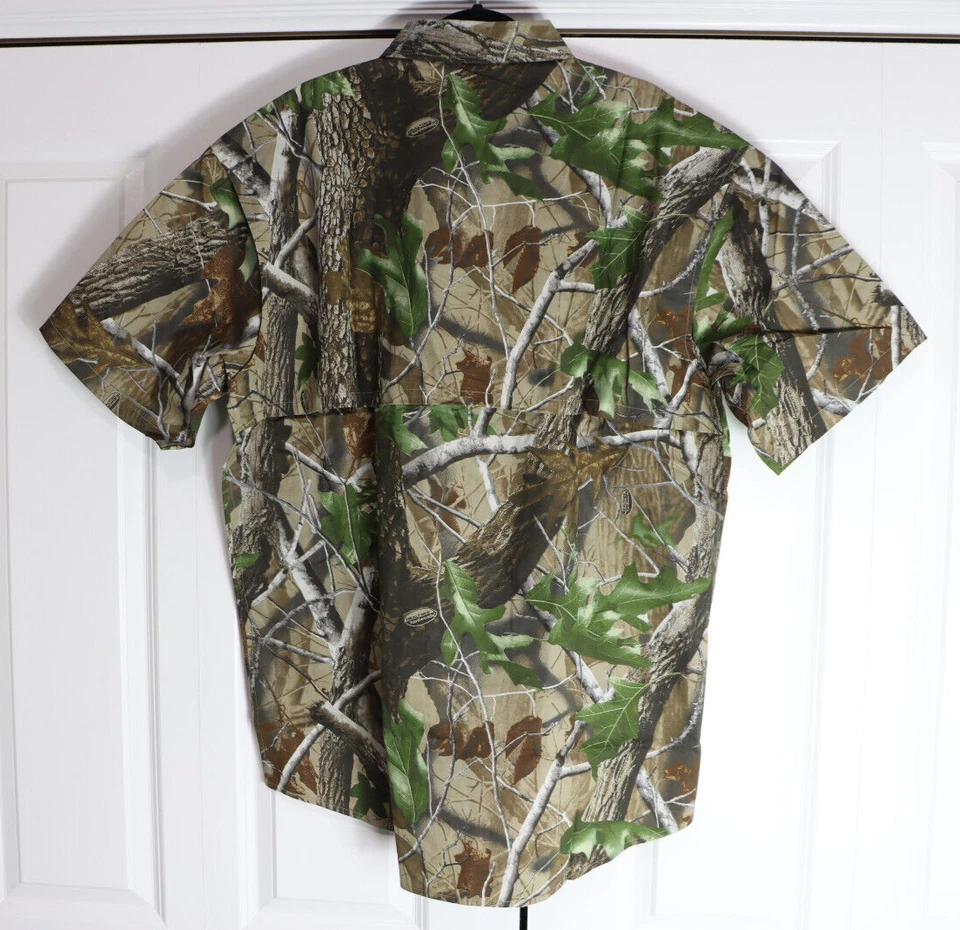 Bob Allen 141K Mens Short Sleeve XL Hardwood Green Camo Button Down 14089 - Image 2 of 4
