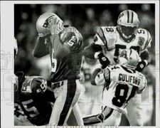 1995 Press Photo New England Patriots and Carolina Panthers play NFL football