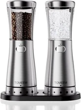 Electric Black Salt & Pepper Grinder Mill With LED USB Rechargeable Adjustable