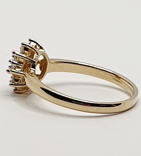 9ct Diamond Cluster Half Carat Dome Ring 375 Yellow Gold Size O Hallmarked - Picture 6 of 21
