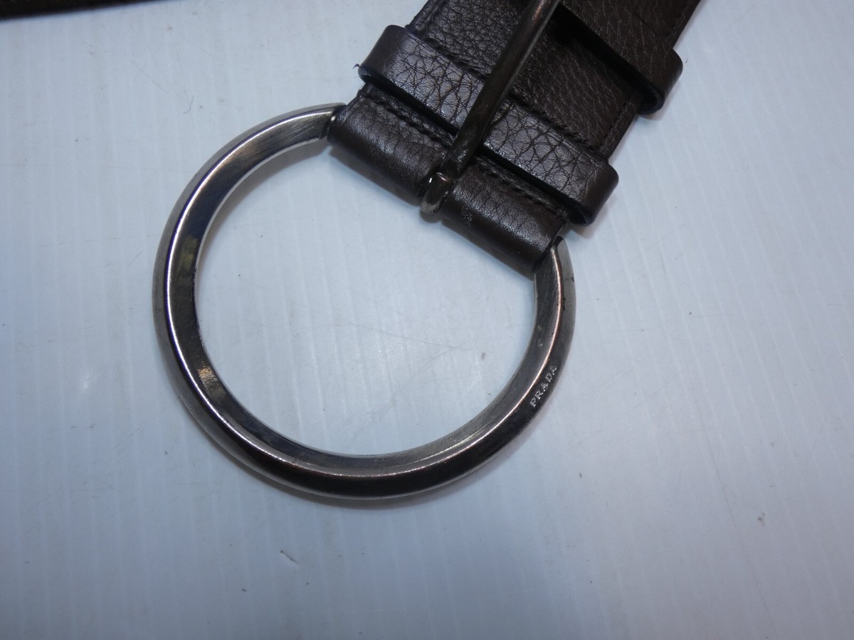 Prada Dark Brown Women's Belt, Silver Tone Round Buckle, 90/36 | eBay
