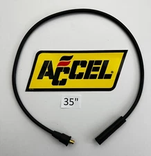35" Single Replacement BLACK ACCEL Spark Plug Wire for Points Cap STRAIGHT BOOT