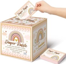 51 Pieces Diaper Raffle Tickets with Diaper Raffle Card Box - Baby Shower Decor