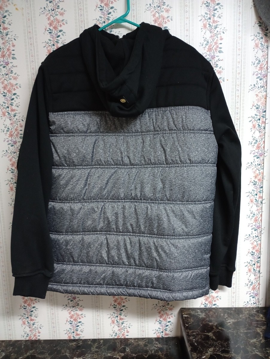 Ecko Unlimited Puffer Jacket Full Zip Hooded Black Mens Sz Large