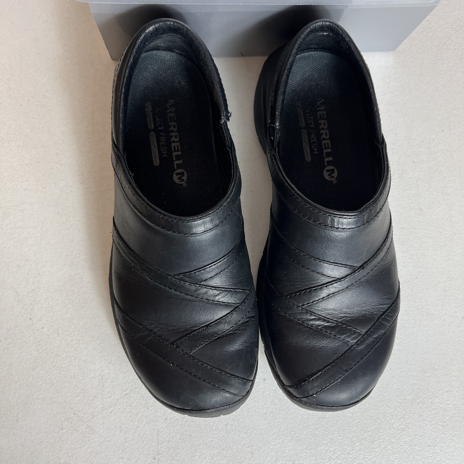 Merrell Encore Eclipse Black Leather Clogs Mules … - image 7