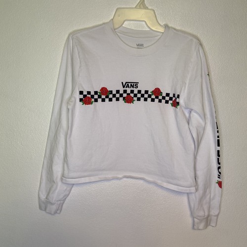 Vans womens white rose and checkers 