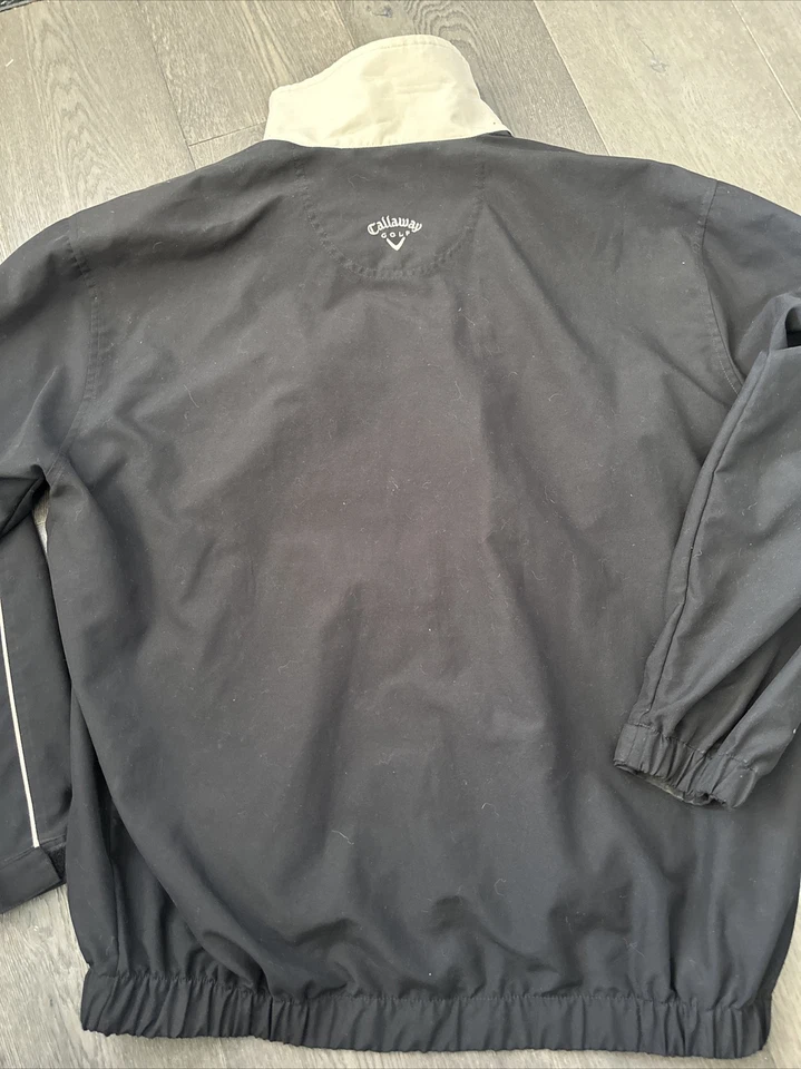 Chaqueta cortavientos deportiva de golf ventilada con cremallera completa negra extra grande Callaway para hombre Foto 2 de 4