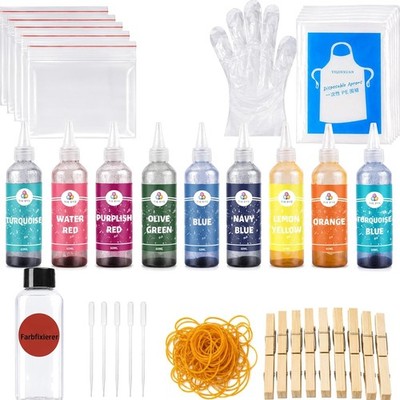 Batik Farben Set 9 Farben Textilfarbe Waschfest DIY Tie Dye Stofffarben