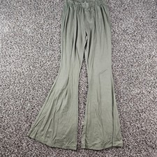 Fashion Nova Womens Sz M Flare Leg Pull On Pants Olive Green Boho Elastic Waist