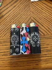 New 3 Bic Custom Lighters chrome hearts must see very cool very unique