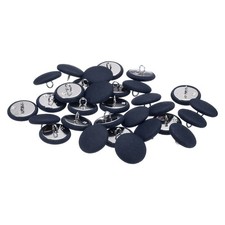 30pcs 23mm Fabric Cloth Covered with Metal Shank Round Sewing Buttons, Navy Blue