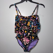 Anne Cole Swimsuit Women 6 Colorful Tunnel Blouson Floral Abstract Beach Resort