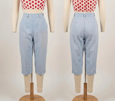 Vintage 50s/60s Side Snap Pedal Pusher Cotton Capri Pants Size 24/25 Waist