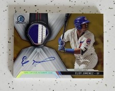 2017 Bowman Chrome - Autograph Relics Gold Refractor Eloy Jimenez /50 (AU, MEM)