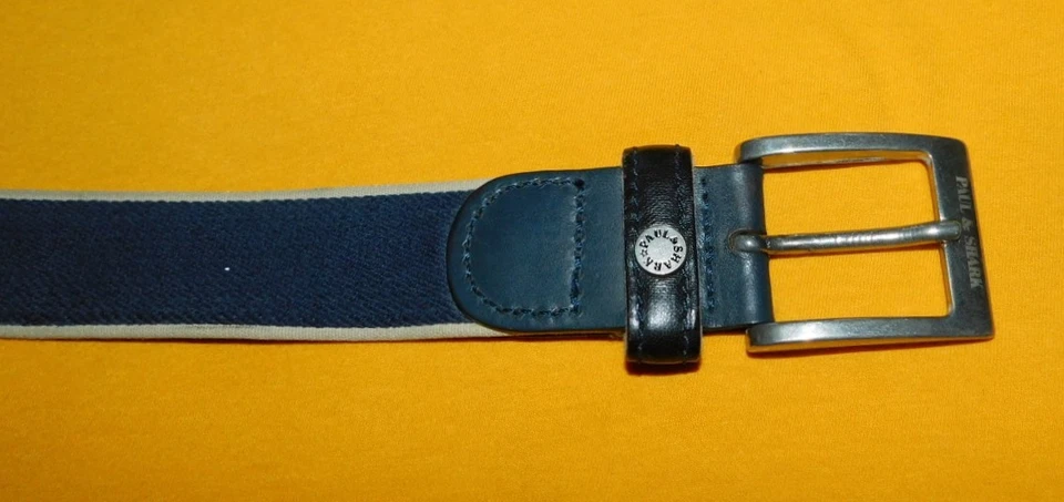 CINTURÓN PAUL & SHARK MADE IN ITALY GRIS/BLANCO ROTO ALGODÓN/CUERO TALLA 42/105cm.. Foto 2 de 4