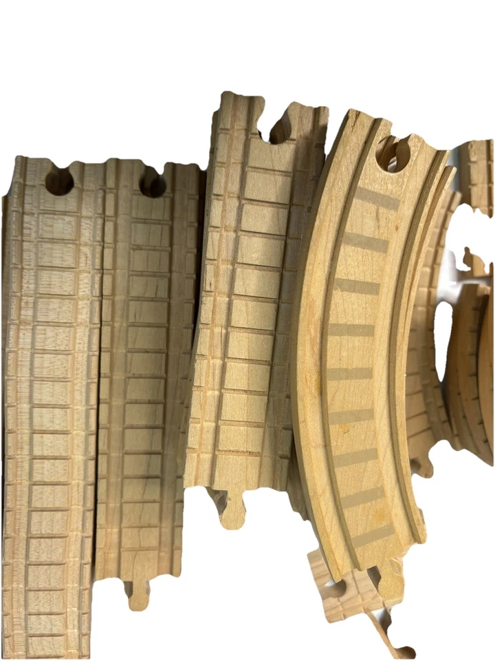 Melissa & Doug Wooden Railway Train Set Lot + Other Wooden Railroad Pieces - Image 2 of 4