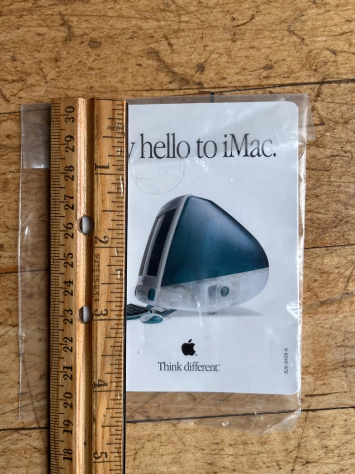 Vtg. Apple Bondi Blue iMac Sticker Say Hello to iMac & a Mystery Sticker, Sealed - Image 3 of 4