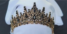 Tiered Black Crystal Tiara Bridal Goth Crown Birthday Wedding gift