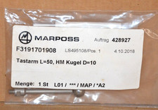 marposs F3191701908 Tastarm L=50 HM Kugel D=10  1St&uuml;ck NEU OVP