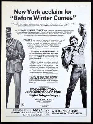 BEFORE WINTER COMES 1968 David Niven, Topol, Anna Karina TRADE ADVERT