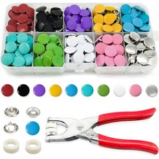 803Pcs Metal Snaps for Fabric, 10 Colors Solid Sewing Snaps with Fastener Pli...