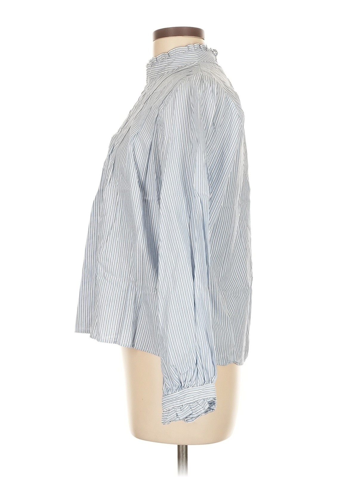 Zara Women Blue Long Sleeve Blouse M thumbnail 4