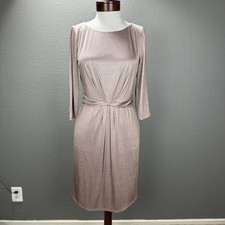 Tahari By ASL Champagne Rose Gold Shimmer Twist Sheath Dress Sz 6 Holiday NYE