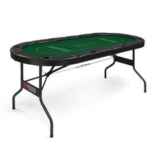 8-Player Portable Casino Card Table for Blackjack, Texas Holdem With Cup Holders