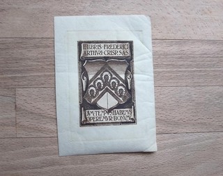 Armorial bookplate Frederick Arthur Crisp horseshoes c 1890