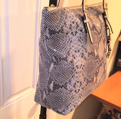 $378 MICHAEL KORS Beige Snakeskin Embossed Suede Leather Tote/Purse Exc/Mint - Foto 4 di 14