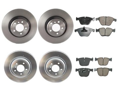 Akebono Front and Rear Brake Kit - Euro Ceramic Pad Disc Rotors For BMW E65 E66