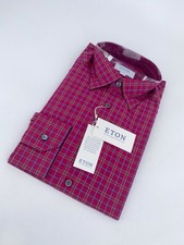 Eton Dress Shirt Mens L 16 - 41 Multi Check Fine Twill Slim Fit Collar Button Up