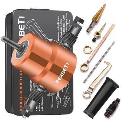 Double Headed Nibbler for Fast, Burr-Free Metal Cutting - Complete Kit