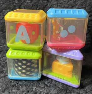 Vintage Lot 4 Fisher Price Peek a Block Boo Blocks Mouse Alphabet A Number 2