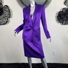 NWT 2320 ESCADA SZ 44/12/14 2 PIECE ROYAL PURPLE BLAZER JACKET SKIRT SUIT SET