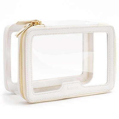 Aveniee Clear Makeup Bag, Large Transparent Cosmetic Pouch Large, Off-White