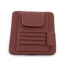 ˜Auto Car Sun Visor Organizer Pouch Bag Card Storage Glasses Holder Clip Brown