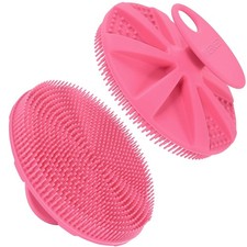 Silicone Body Scrubber Shower Brush Pink Food Grade Handheld Soft Shower Brush