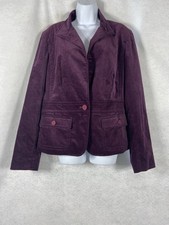 Talbots Jacket Women  s 16 Purple Velvet Blazer Long Sleeves Cotton
