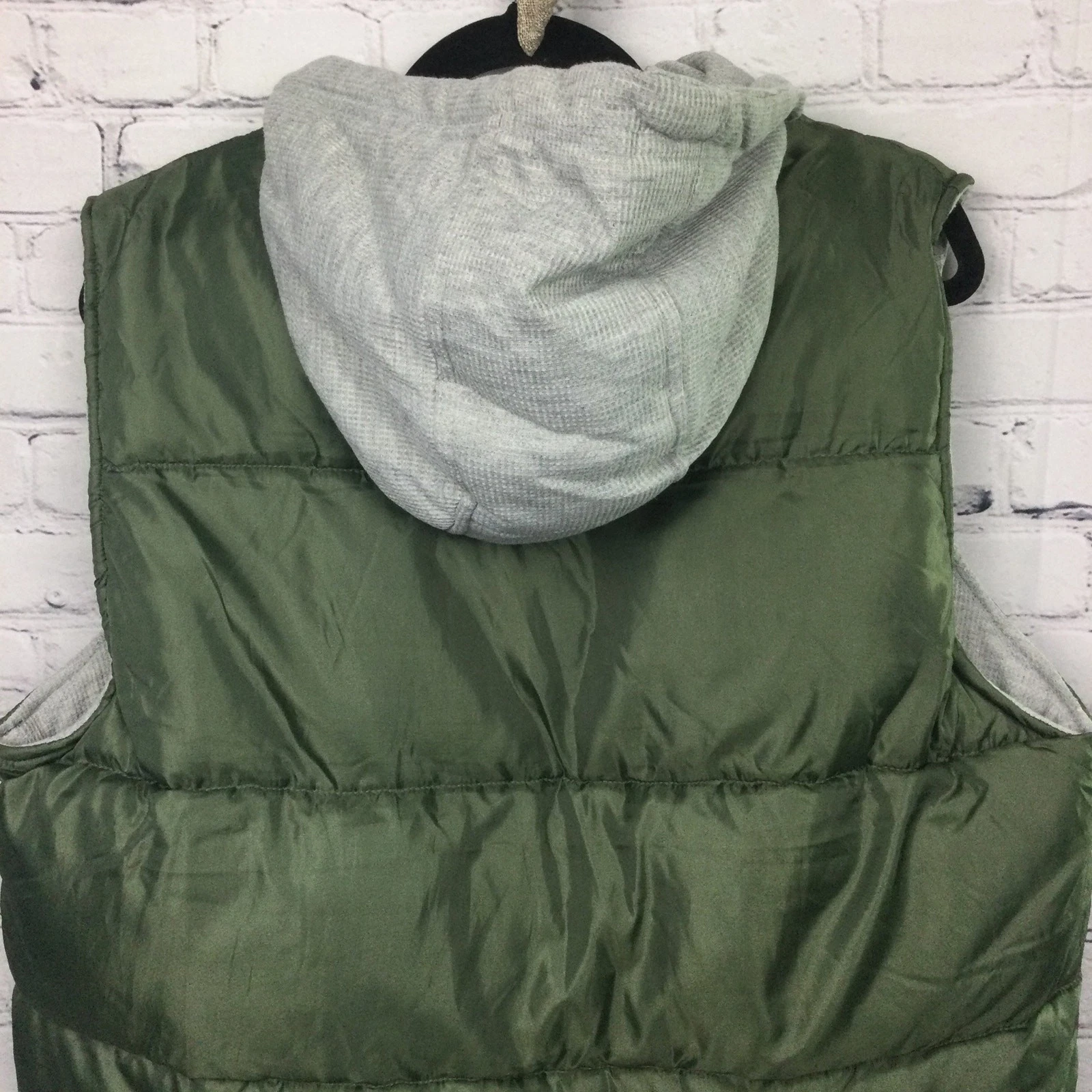 Decoded Gorpcore Hooded Quilted Puffer Casual Hiking Zip Green Vest Men's M image 4