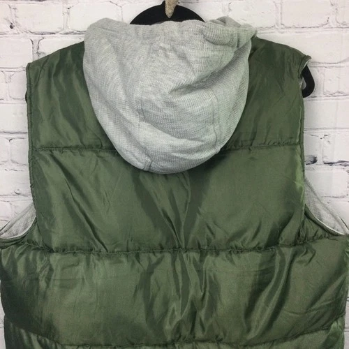 Decoded Gorpcore Hooded Quilted Puffer Casual Hiking Zip Green Vest Men's M image 4