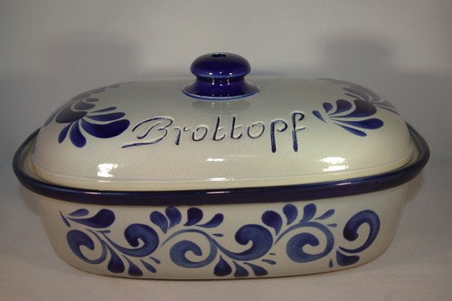 Brottopf 30 cm grau-blau Oval , Steinzeug Westerwald - Bild 1 von 2