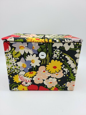 Vera Bradley POPPY FIELDS Trinket Jewelry Box Red Black White Pink Flowers