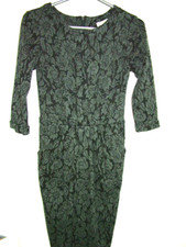 Grey Black Dress 8 Monsoon, round neck, calf length, 3/4 sleeves, lined bottom