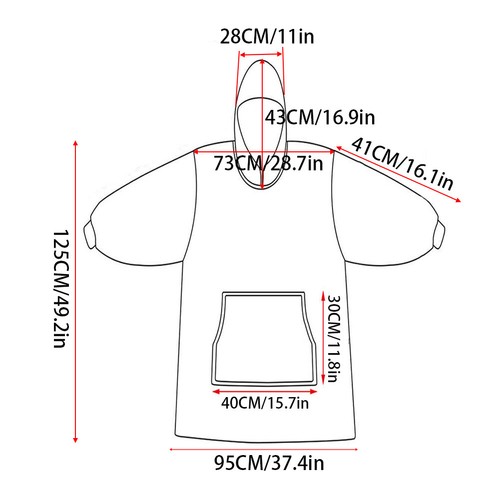 UK Men&Women Extra Long Hoodie Blanket Oversized Hooded Sweatshirt Sherpa Fleece - Picture 16 of 45