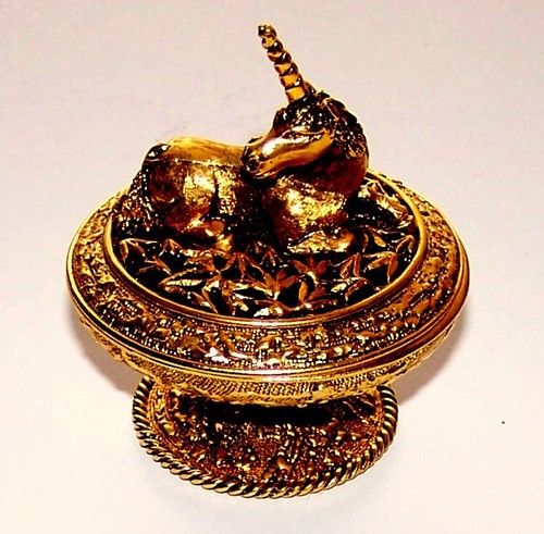 3'' Enamel Brass Metal Unicorn Trinket Box figurine w/Felt Bottom - 第 1/7 張圖片