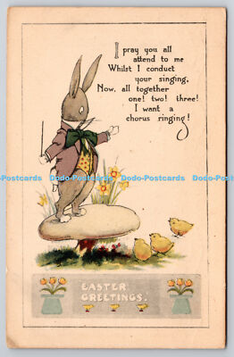 R771474 Ostergrüße Hase und Hühner Raphael Tuck und Söhne farbiger Krayo