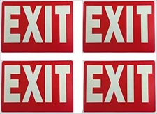 4 Pack Exit Sign Glow-in-The-Dark 12"x8" Photoluminescent Emergency Safety