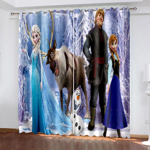 Niños Anna Elsa Princesa Opacas Cortinas Ojales 3D Cortina Cortina Regalo - Imagen 7 de 19
