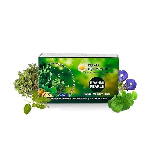 Kerala Ayurveda Brahmi Pearls Capsules Sharpens Mind 100% Ayurvedic 40 Capsules